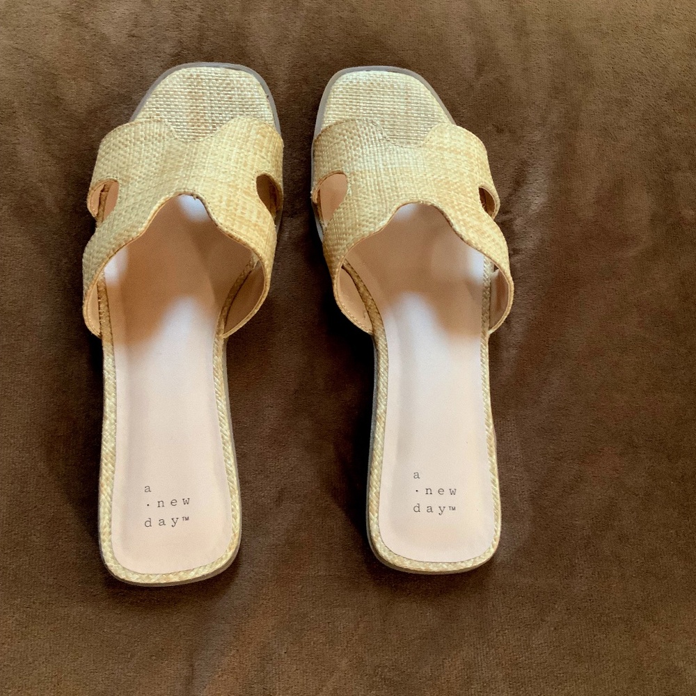 A New Day Tan 9 Rafia Slide Coastal Cottagecore Coquette Lounge Minimalist
